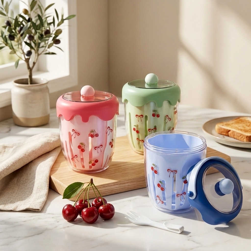 Baby Food Yogurt - Recipiente Portátil de Plástico para Salada