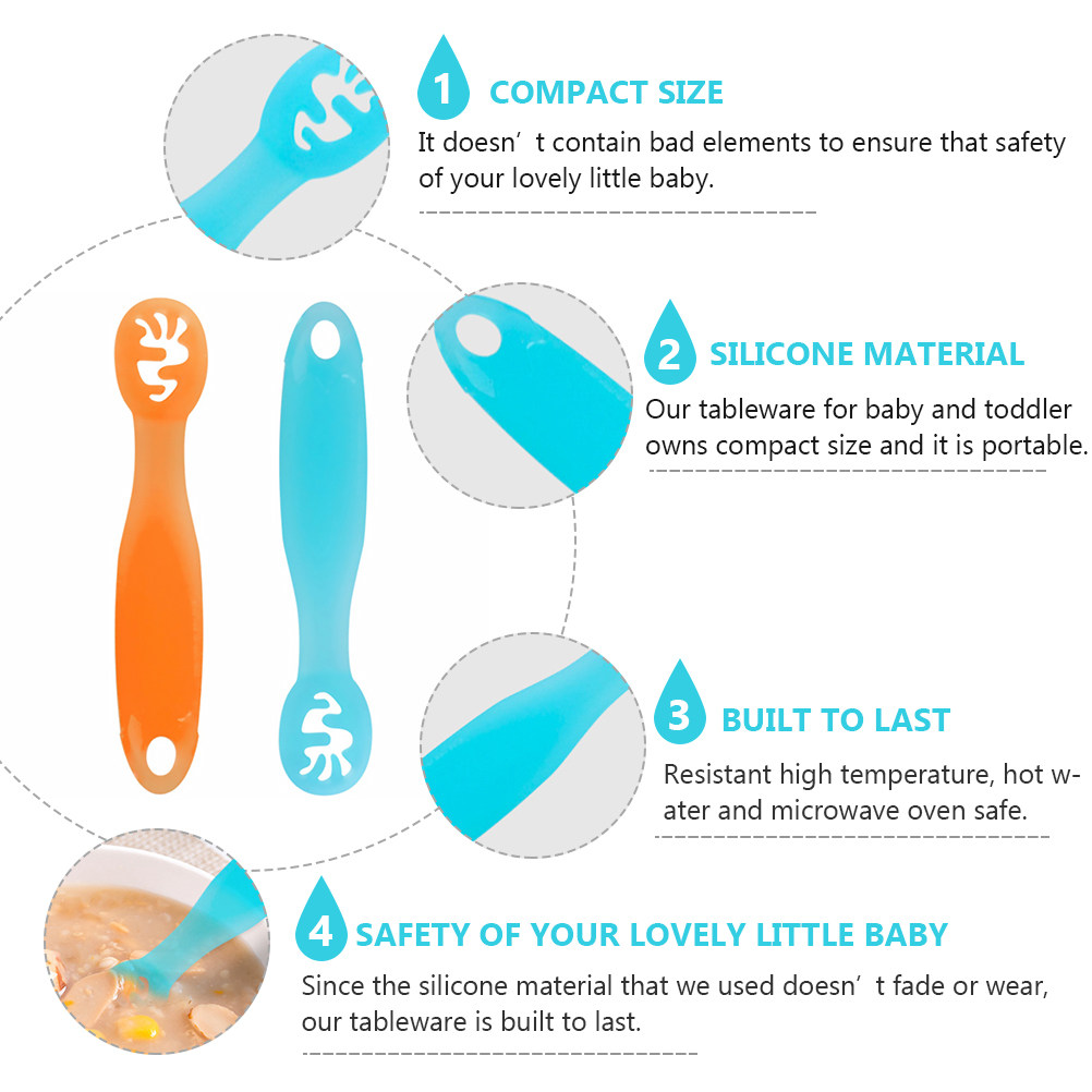 Baby Food Utensils Set - Conjunto de colheres de silicone de