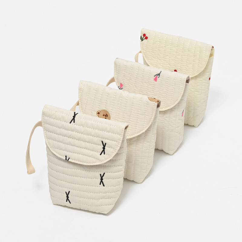 Baby Food Bottle - Bolsa de Fraldas de Algodão Bordada