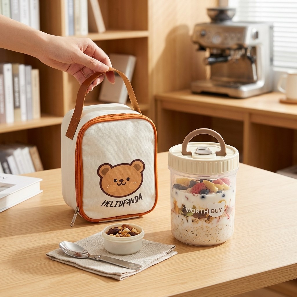 Baby Food Yogurt - Recipiente para Aveia Noturna com Tampa,
