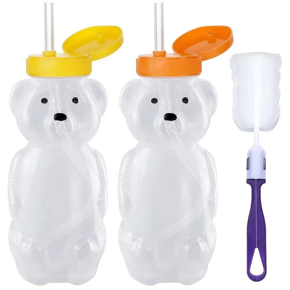 Baby Food Bottle - Copos de palha Honey Bear para