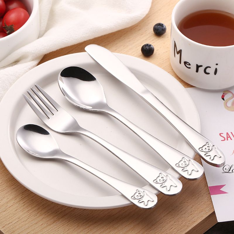 4 pçs/set colher de chá do beb - Baby Food Utensils Set avaliação e preço