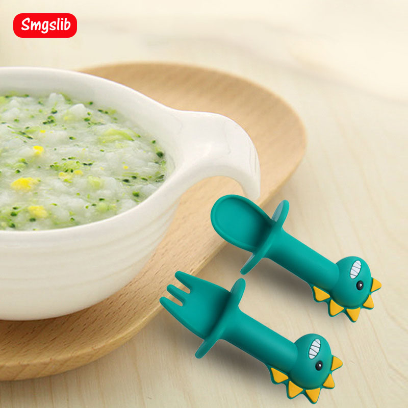 Baby Dinosaur Silicone Talhere - Baby Food Utensils Set avaliação e preço